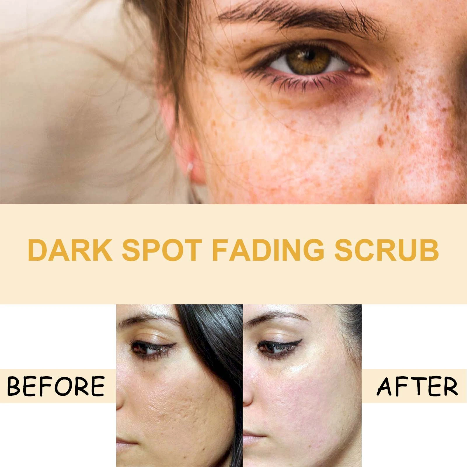 EELHOE Turmeric Skin Care Set — Facial scrub and skin-texture artwork.