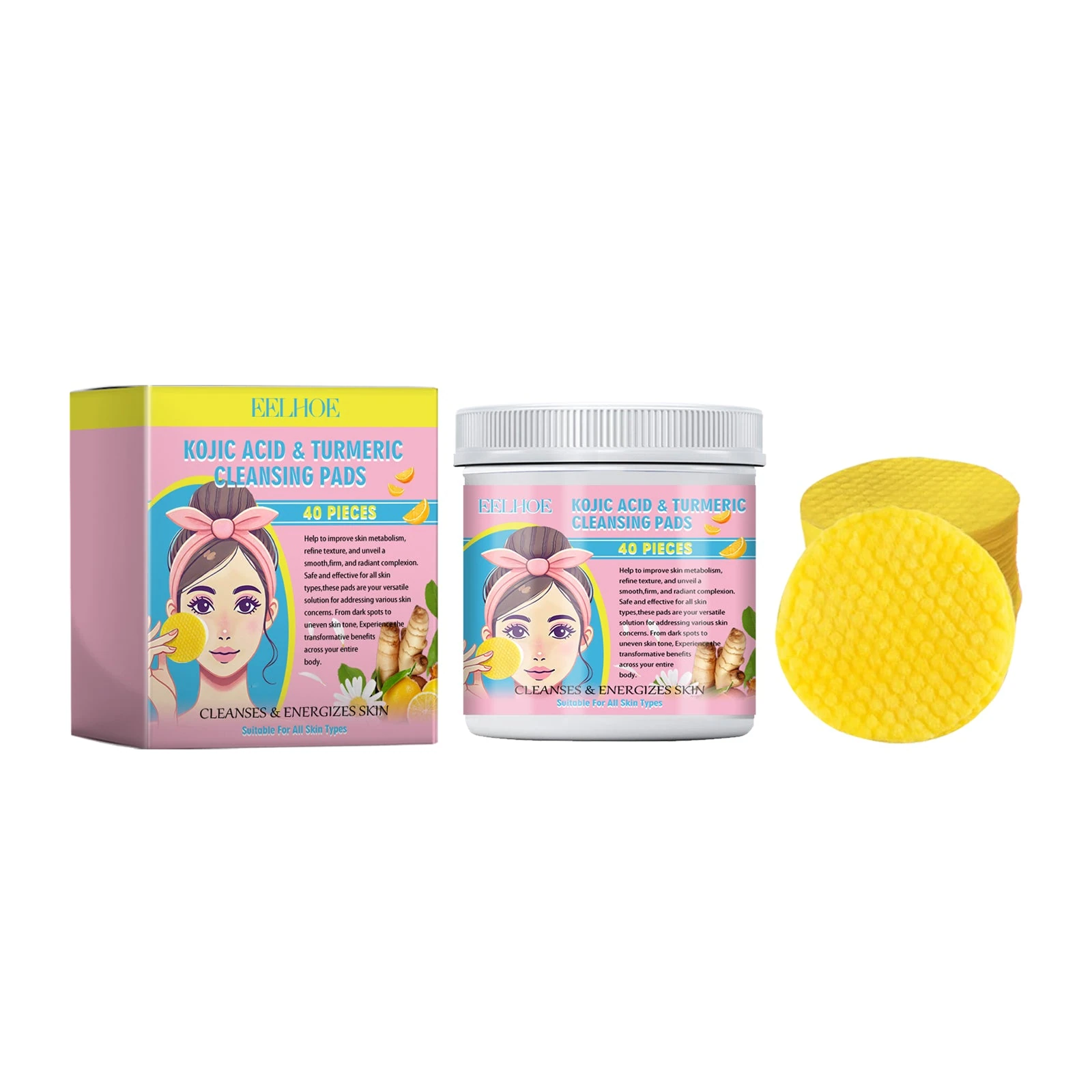 EELHOE Forty turmeric cleansing pads in jar