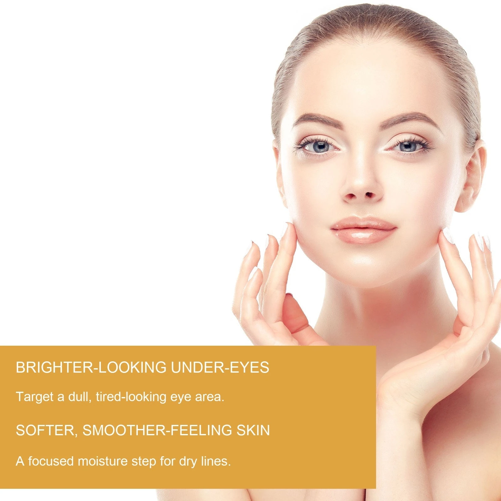 Vitamin C eye cream artwork highlighting brighter-looking under-eyes and smoother-feeling skin