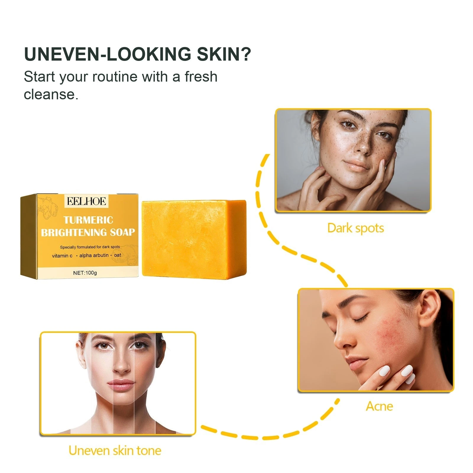 EELHOE Vitamin C Soap — Facial skin-texture and tone-care artwork.