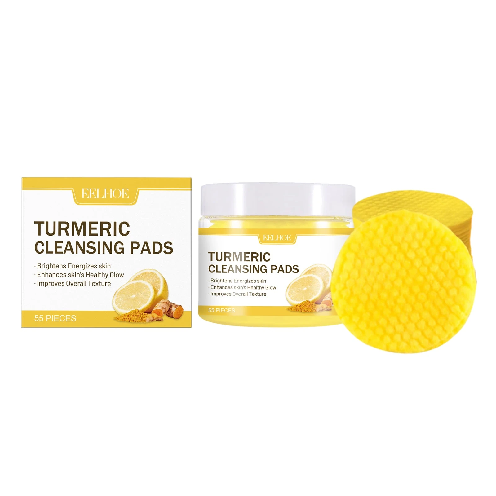 EELHOE Makeup Remover Pads — 55 pre-soaked pads; close the jar after taking one out.