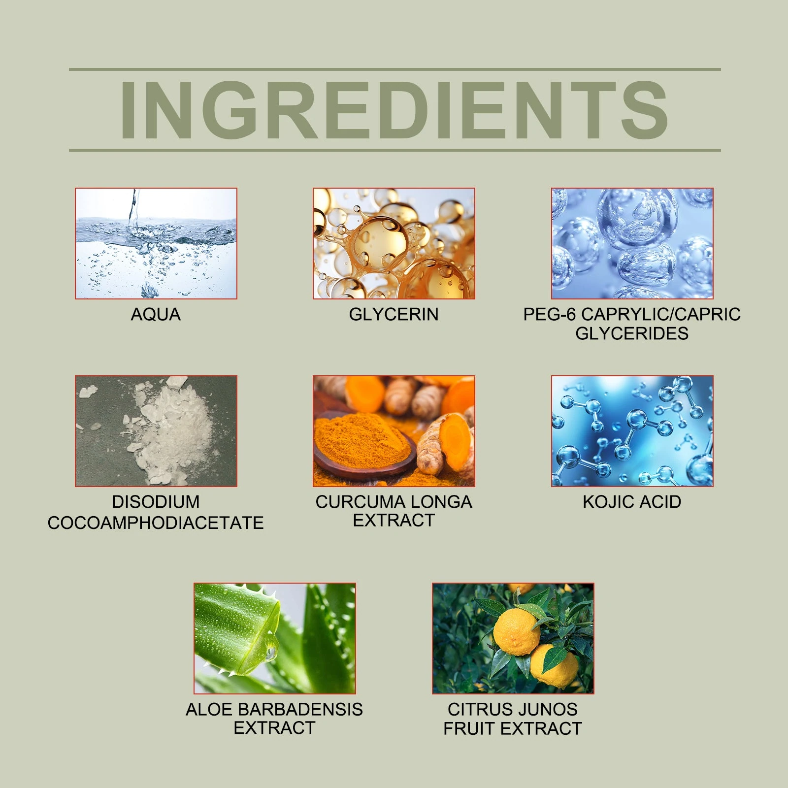 EELHOE Turmeric Face Pads — Aloe vera, glycerin, turmeric and kojic acid ingredient panel.