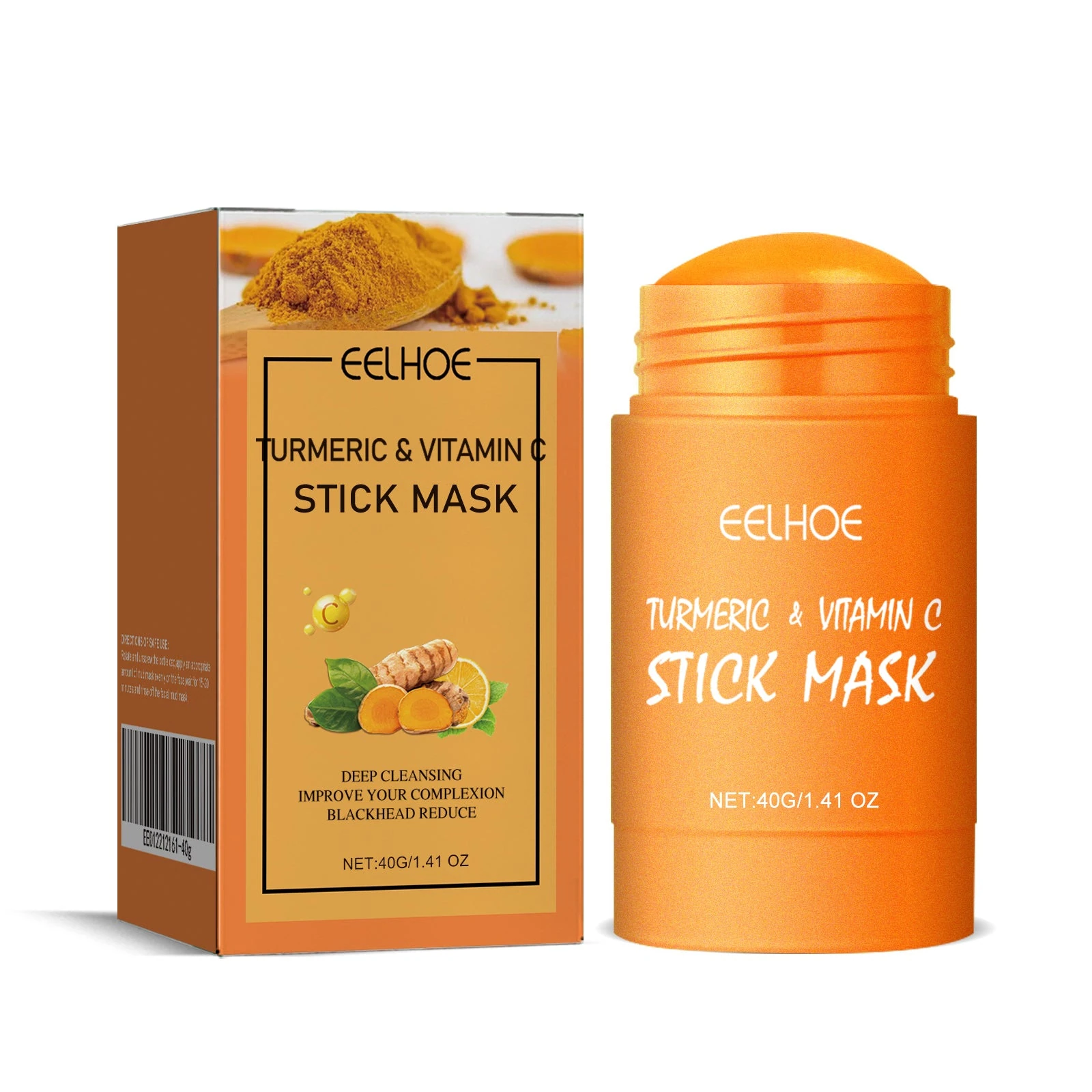 EELHOE Clay Mask Stick — Orange 40g clay mask stick and carton.