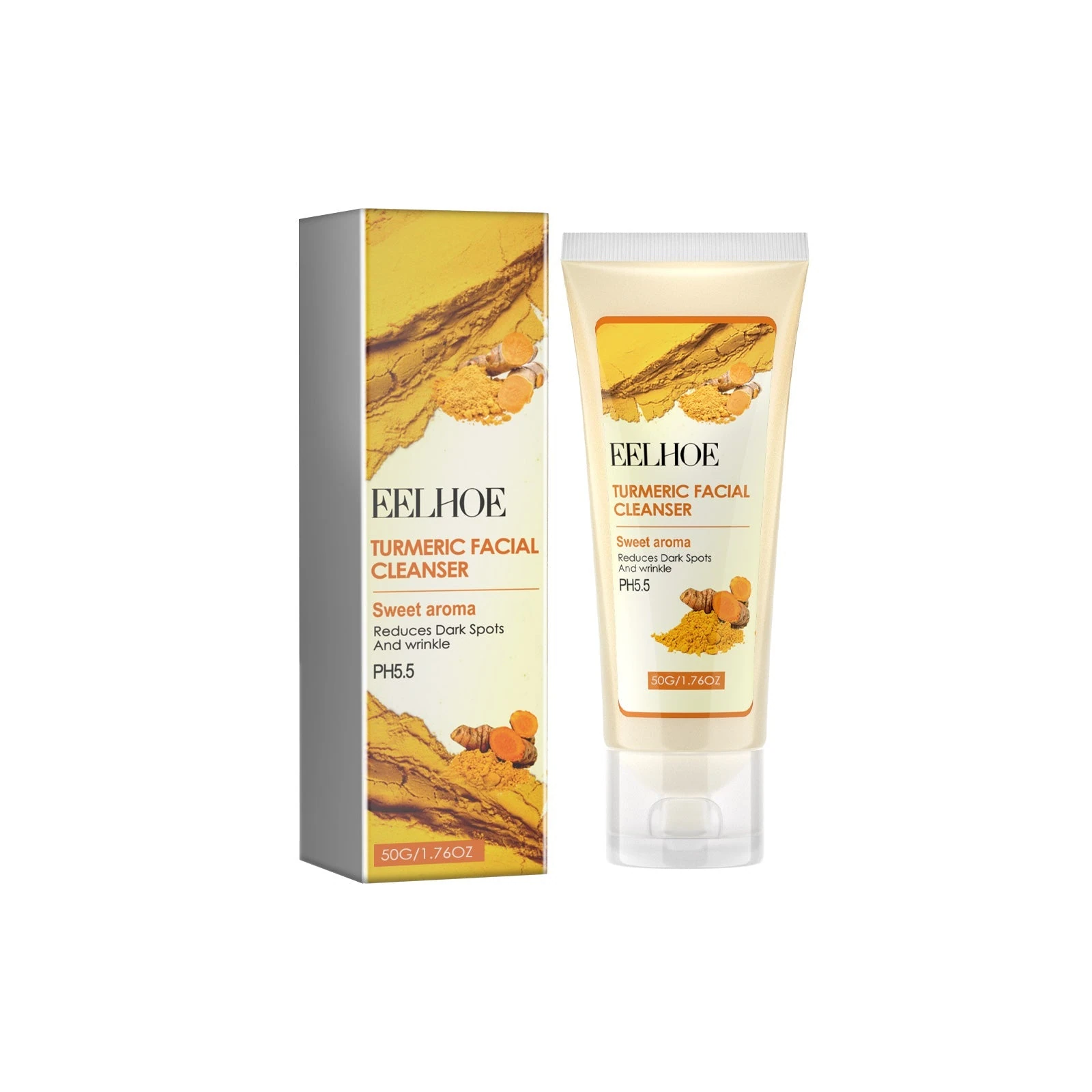 EELHOE 50g turmeric facial cleanser squeeze tube and carton