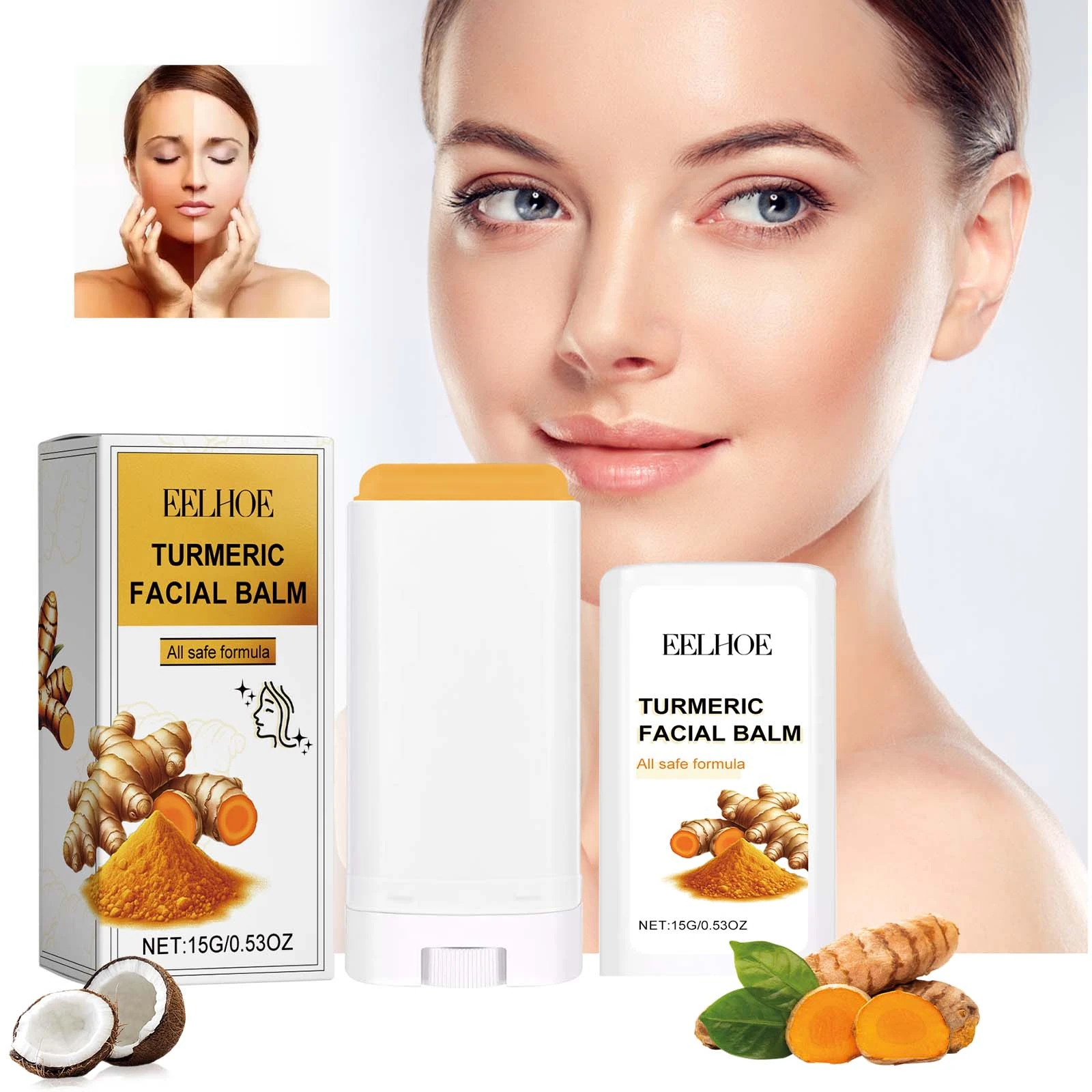 EELHOE Face Balm Stick — Facial balm with targeted skin-care photography.