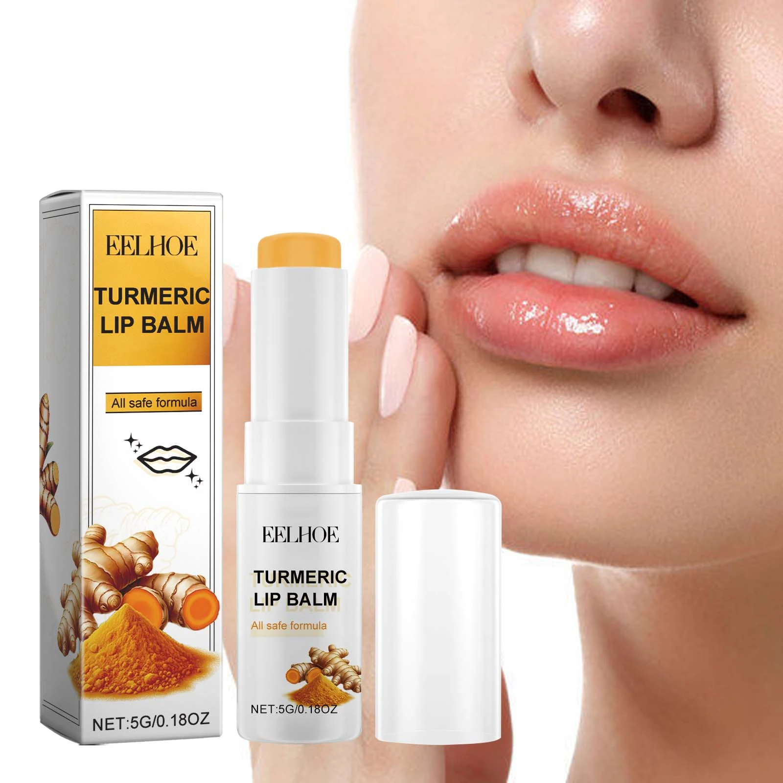 EELHOE Turmeric Lip Balm — Lip balm and direct lip-care photography.