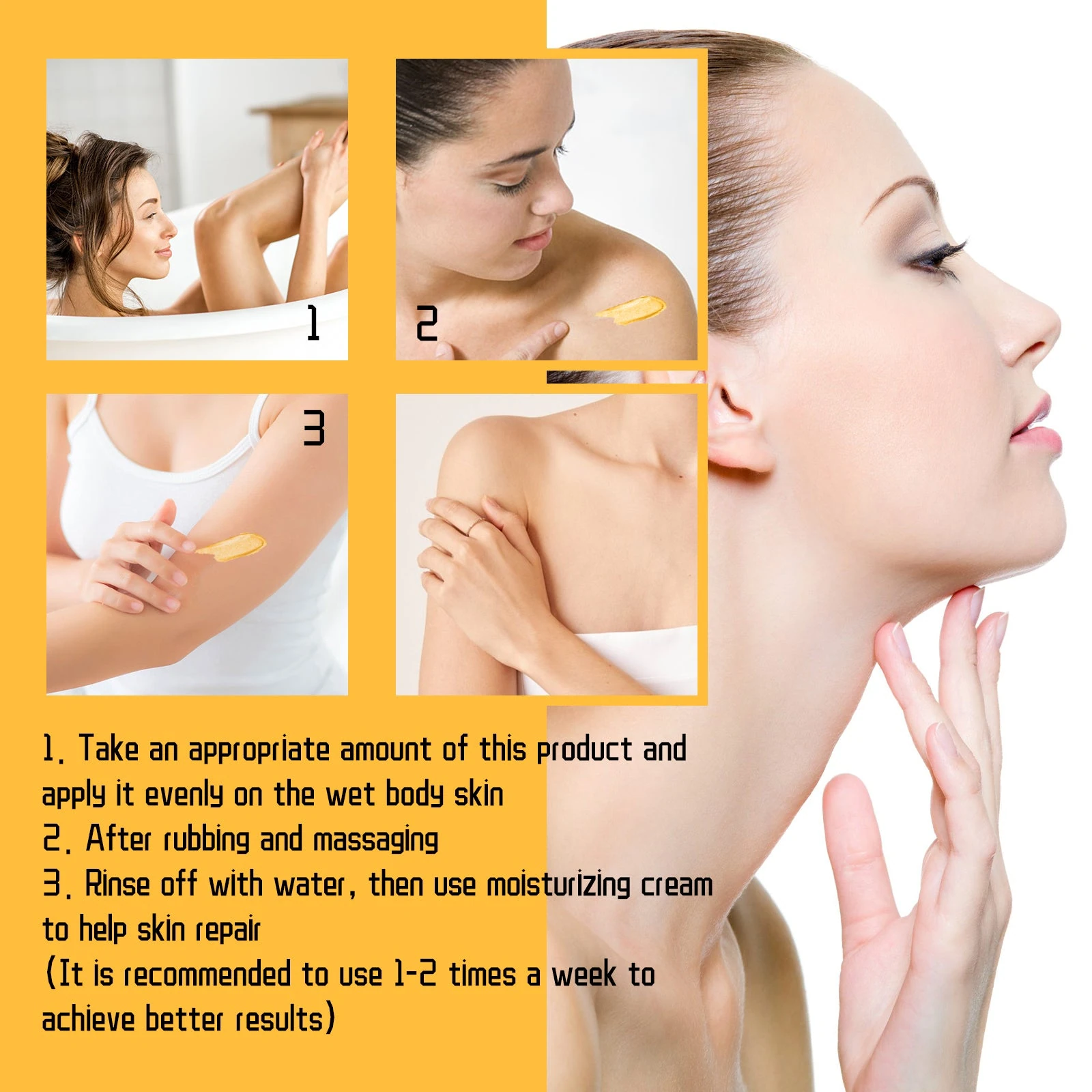EELHOE Sea Salt Body Scrub — Rinse thoroughly and follow with moisturizer, starting 1–2 times weekly.