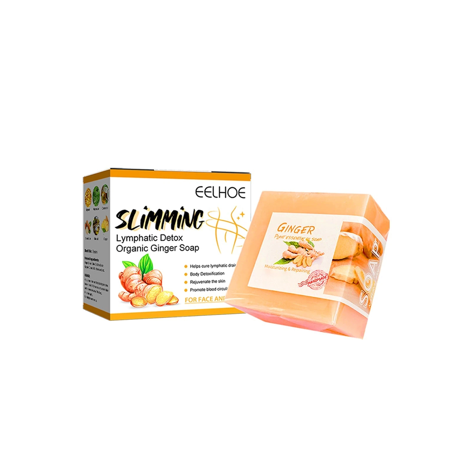 EELHOE Ginger King solid soap and carton with ginger and lemon imagery