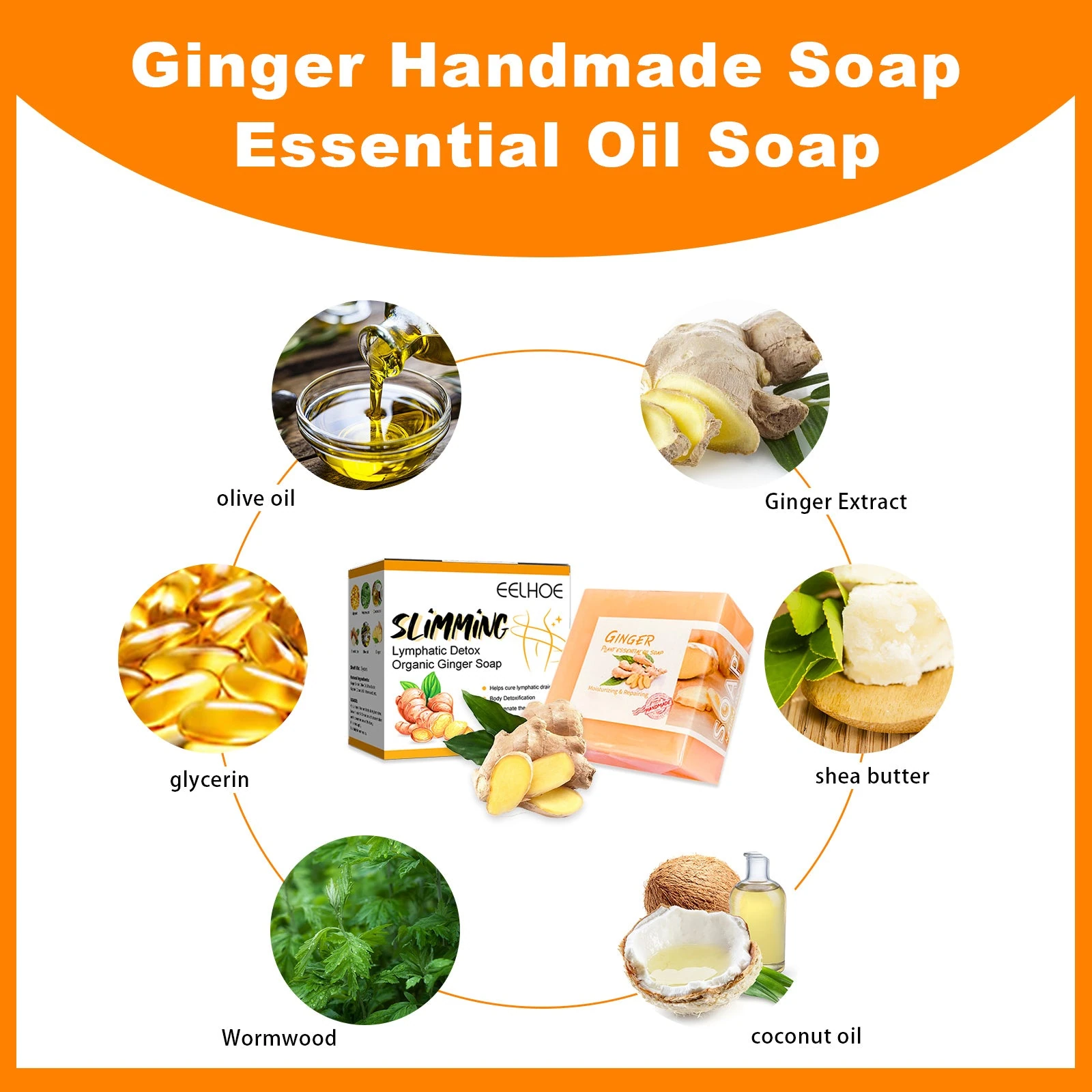 EELHOE Ginger Soap — Ginger, olive oil, coconut oil, glycerin, shea butter and wormwood.