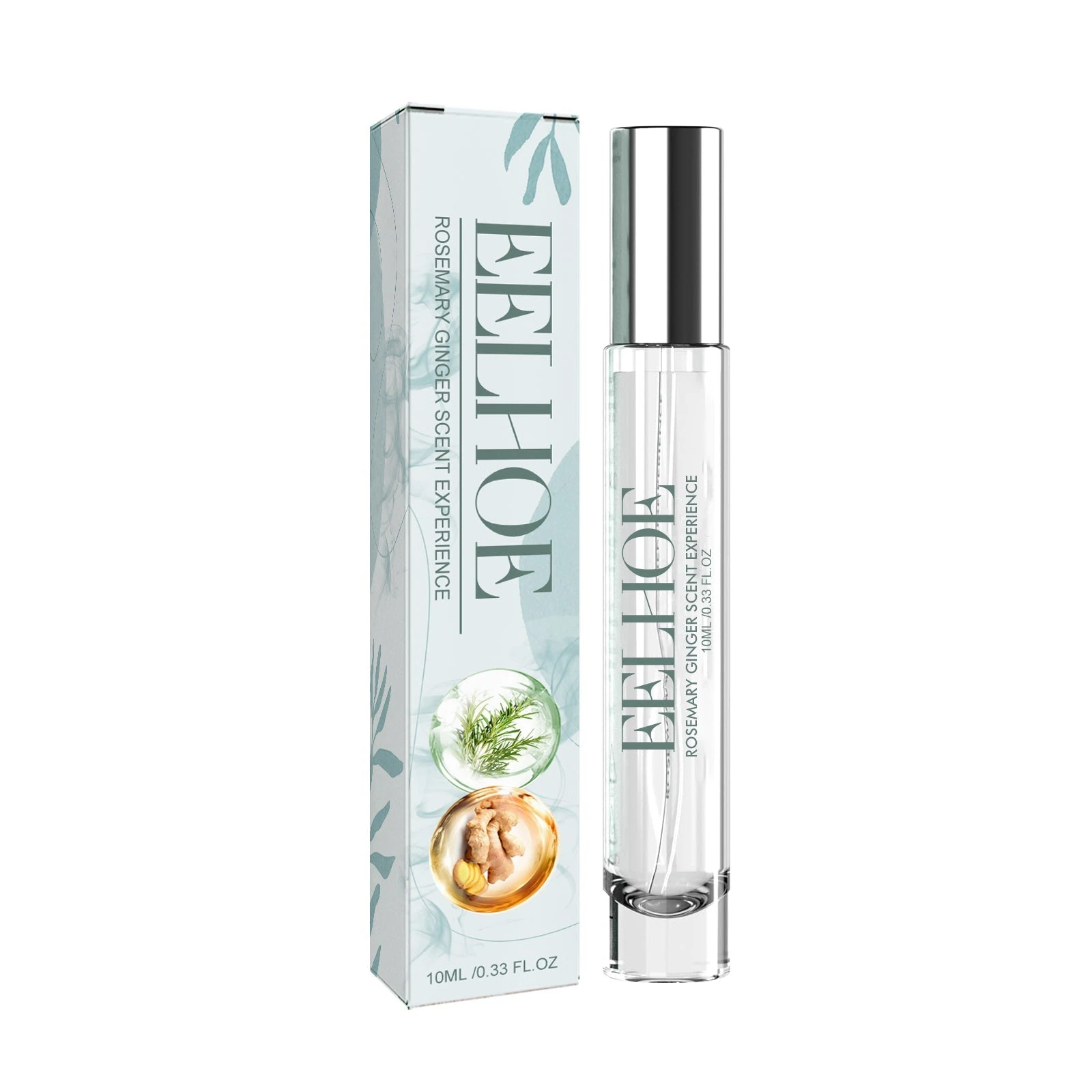 EELHOE 10ml rosemary ginger perfume spray with silver cap and carton