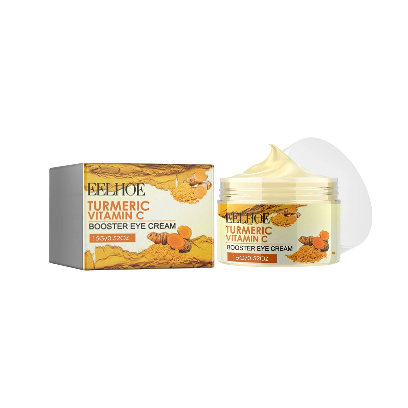EELHOE 15g turmeric vitamin C eye cream jar beside its box