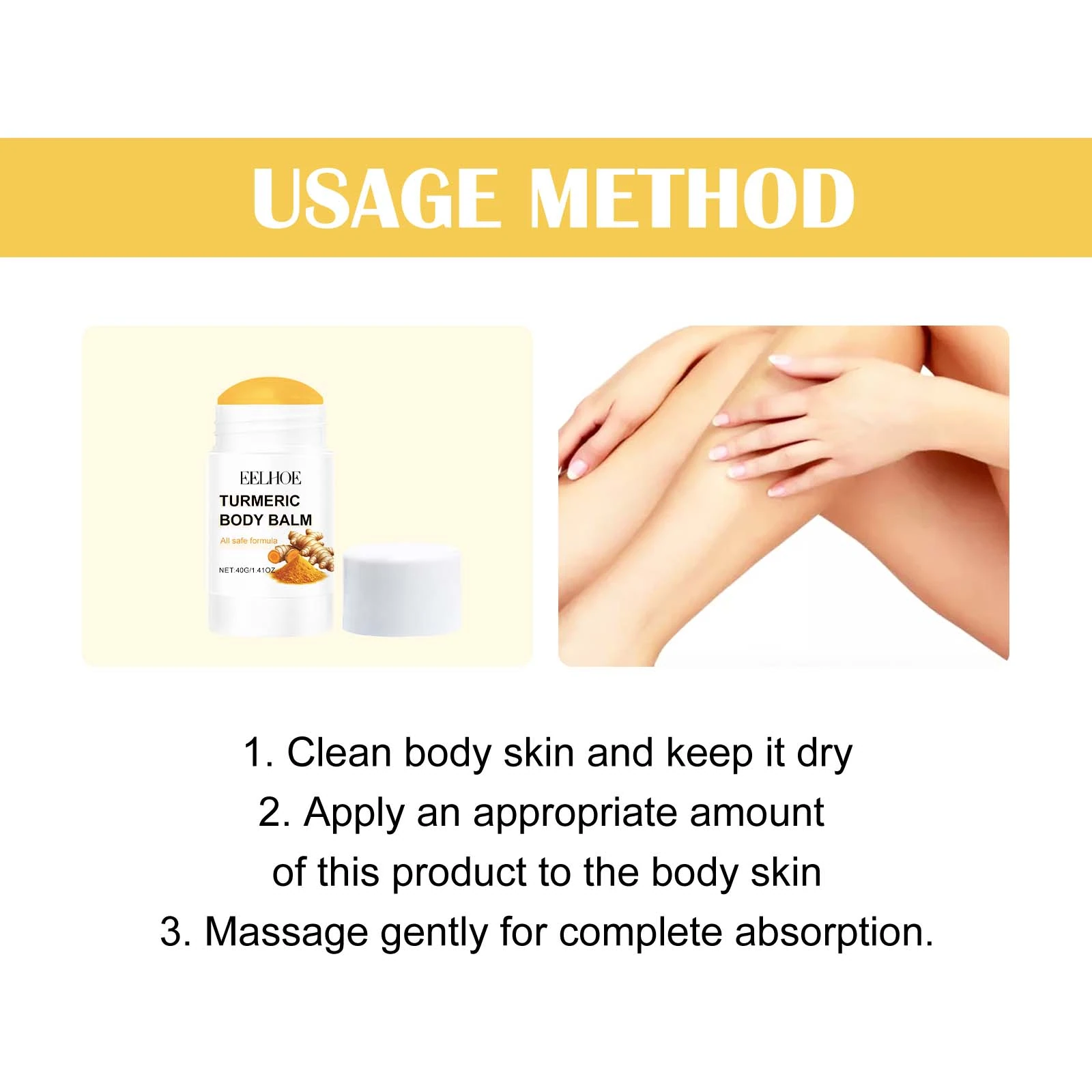 EELHOE Body Balm Stick — Apply on clean, dry body skin and massage in.