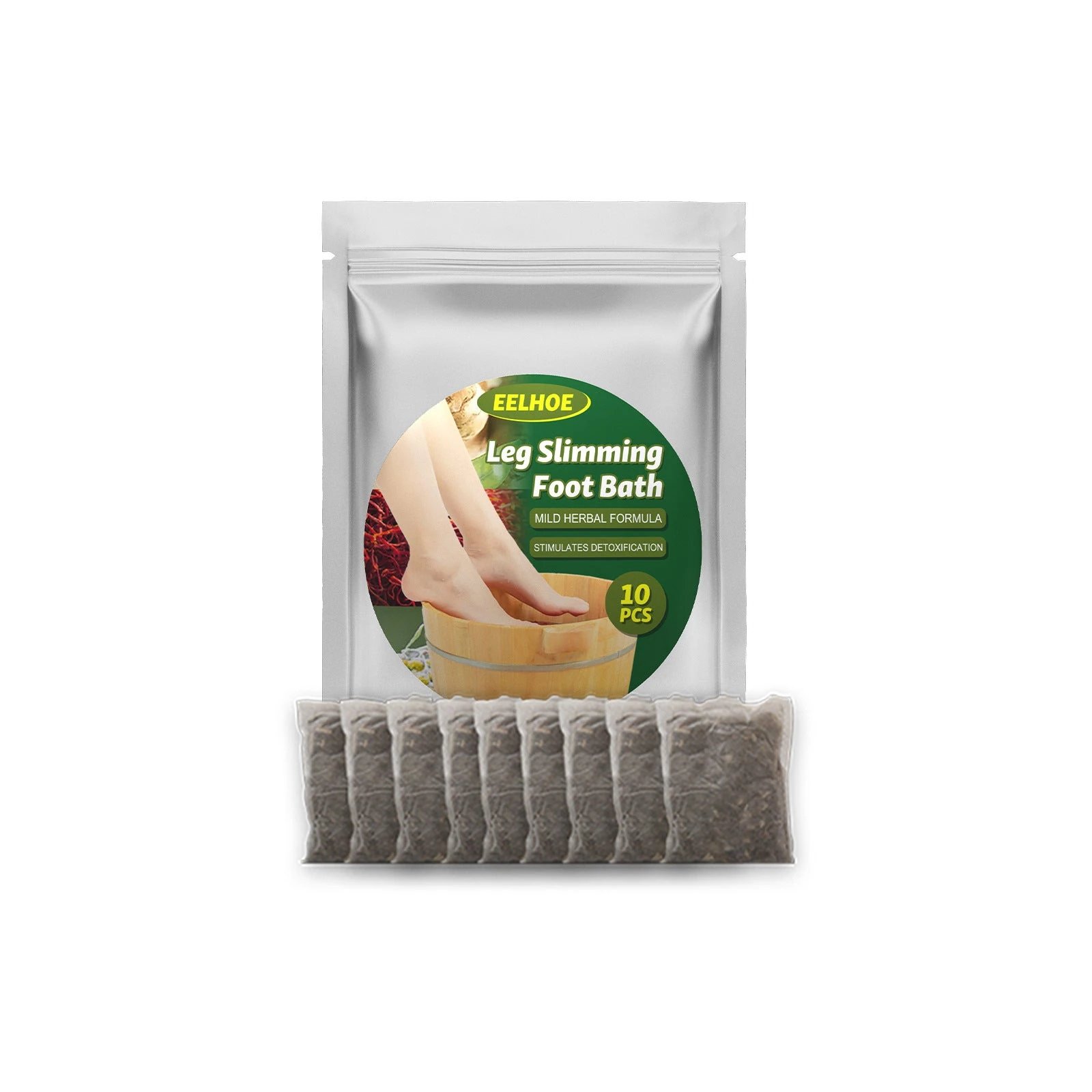 EELHOE Herbal Foot Soak — Ten individual herbal foot-bath sachets in the pouch.