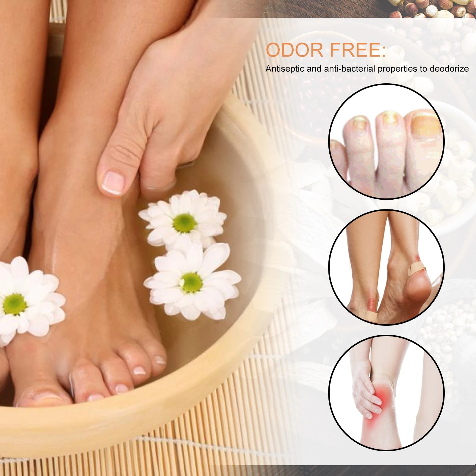 EELHOE Ginger Foot Bath — foot-care artwork featuring feet, heels and nails.